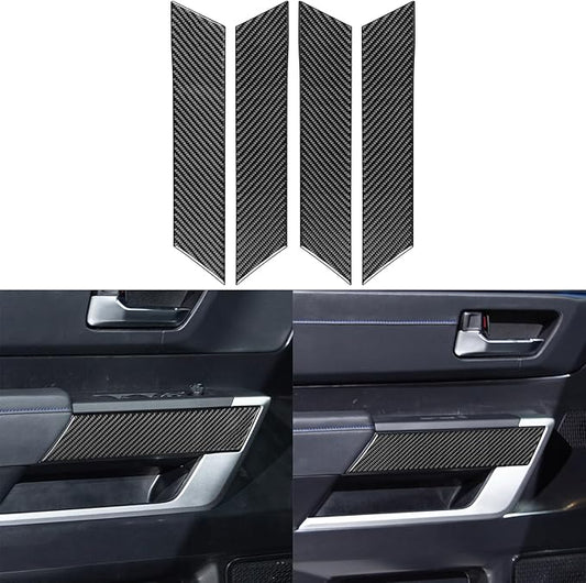 NVCNX Real Premium Carbon Fiber for Toyota Tundra 2022-2026 / Sequoia 2023-2026 2024 2025 Door Armrest Panel Cover Interior Trim Accessories Sticker 4PCs Without Seat Memory not for Extended Cab