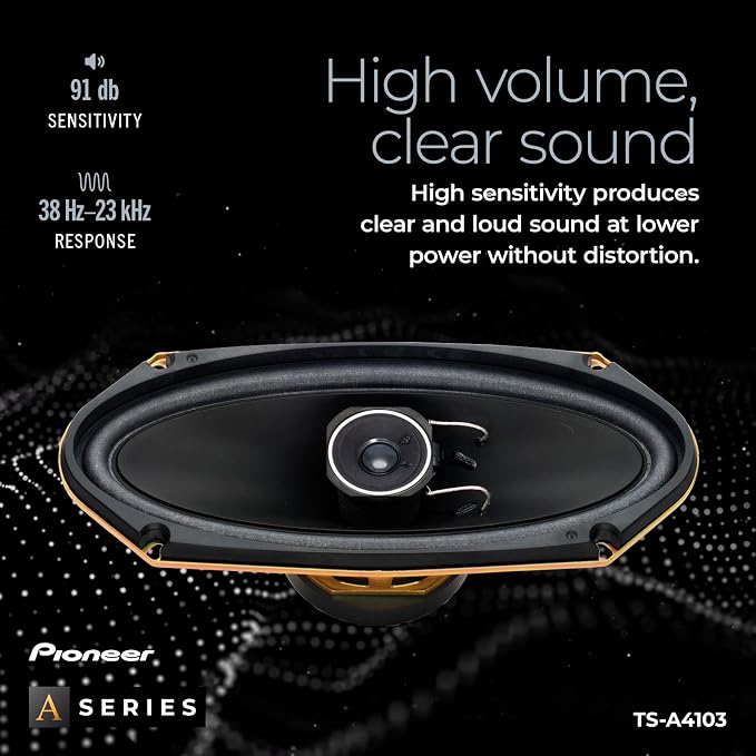 PIONEER A-Series TS-A4103 4” x 10” 2-Way Speakers (Pair) – 120W Max, Balanced Sound + Smooth Treble, Enhanced Bass, Great Stock Replacement