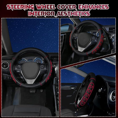 Ventilated Heart-Shaped Steering Wheel Cover with Anti-Slip Leather Grip. Compatible with Ford, Toyota, Honda, Nissan, and Chevrolet Vehicles for 14.5-15.2 inch Round Steering Wheels.