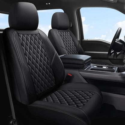 F150 Seat Covers Front Pair, Custom Ford F150 Truck Seat Cover Fit for 2015-2025 F150 and 2017-2025 F250 F350 F450 Super Duty Crew Cab XL XLT Lariat King Ranch Platinum (Black, Front Pair(2 seats))