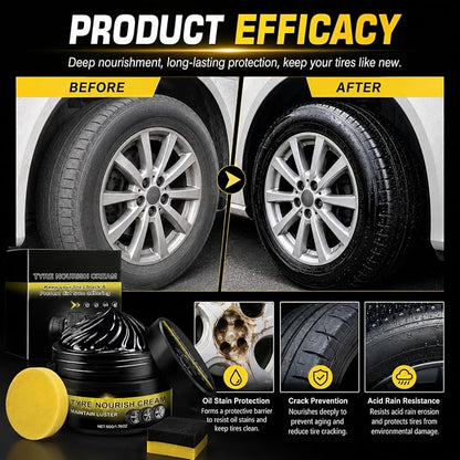 Tyre Nourish Cream, Advanced Tire Wax Black for Ultimate Wheel Shine, Long-Lasting Ceramic Tire Coating, Waterproof and UV Protection Tire Polish Paste for Cars, Trucks and Motorcycles