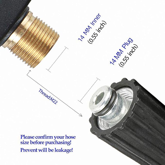 Sooprinse High Pressure Washer Gun,3000 PSI Max with 5 Color Quick Connect Nozzles M22-14 Hose Connector 3.0 TIP