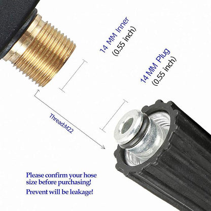 Sooprinse High Pressure Washer Gun,3000 PSI Max with 5 Color Quick Connect Nozzles M22-14 Hose Connector 3.0 TIP