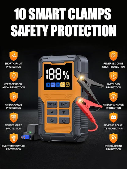 Car Battery Jumper Starter with OBD2 Scanner 7000A for All Gas & 14L Diesel | Portable Jump Starter for 12V Dead Battery, Code Reader, Scan Diagnostic Tool with Jump Cable Flashlight Emergency Kits