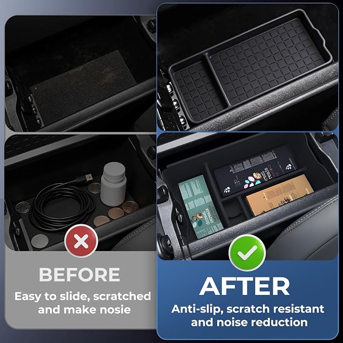 Center Console Organizer Storage Box & Armrest Bottom Mat for Toyota RAV4 2026, Interior Accessories Armrest Insert Tray Storage Box for 2026 RAV 4, Black