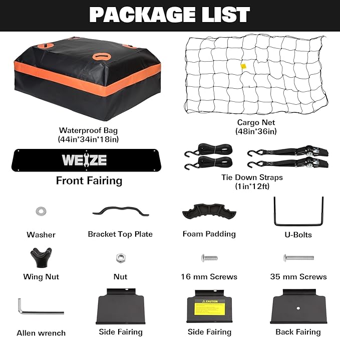 WEIZE 54" x 34" Heavy Duty Roof Rack Basket, 200LBS Universal Rooftop Cargo Basket with Waterproof Bag, Cargo Net & Tie Down Straps, Steel Luggage Holder for Car SUV Truck