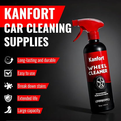 Wheel and Tire Cleaner Spray, Car Cleaning Supplies for Brake Dust, Grime & Rust Removal, Car Wash Wheel and Rim Cleaner for Alloy, Metal & Rubber, Quick Dry, No Residue