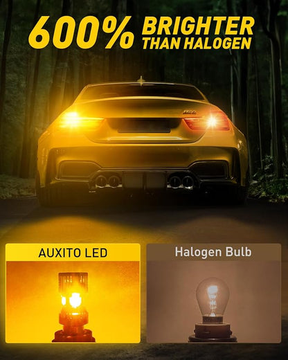 AUXITO CANBUS 7507 BAU15S LED Bulbs Amber Yellow with Built-in Resistor PY21W 12496 2641A 1156(150°) Anti Hyper Flash Error Free Front Rear Turn Signal Lights and Blinker Parking Lights, Pack of 2