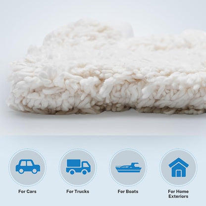 S.M. Arnold Snow White Professional Heavy-Duty Chenille Wash Mitt 8" x 11" - Ultra-Soft, Absorbent, Scratch-Free Car Wash Glove with Cuff, Ideal for Auto Detailing, Car Care, and Home Cleaning