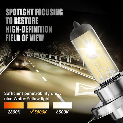 9003/H4 Halogen Headlight Bulb,3800K, 4000 Lumens,12V 55W Standard Halogen Light Bulb,Head Light Bulbs for Car,High Brightness Headlight Bulb,Headlight Bulbs High and Low Beam,Pack of 2