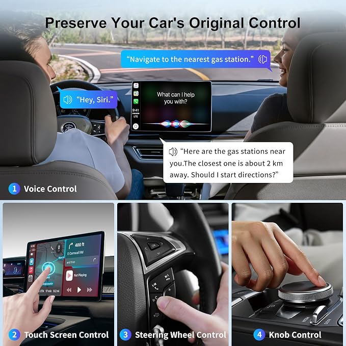 Wireless Carplay Adapter for iPhone, Convert Wired to Apple Carplay Wireless Adapter, Mini Size with Bluetooth 5.30 WiFi 2.4/5.8 GHz, Plug and Play, Connection Stable No Delay