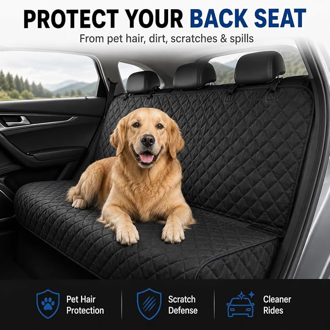 fidozen Waterproof Dog Car Seat Cover for Back Seat: Suitable for Small and Large Dogs, Hammock and Pet Protector, Backseat seat Cover (Full Bench, Large(56" W))