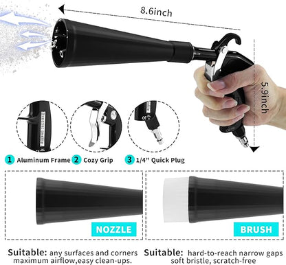 GOCCIDA Car Dry Cleaning Gun,Tornado Air Gun,High Pressure Air Blow Gun,Fast Interior Dryer Car Detailing Kit,Vortex Air Cleaning Tool for Car Detailing(2 Set Nozzle)