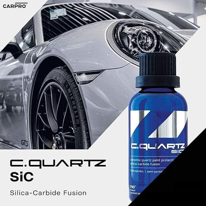 CARPRO CQUARTZ SiC 30ml Kit - Car Ceramic Coating Finish, Quartz Based Nanotechnology, Bonds to Paint, Glass, Metal and Plastic