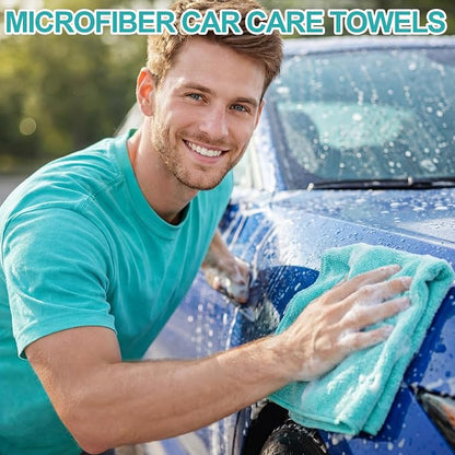 Nuenen Cleaning Cloths for Cars 16 x 16 Inch Ultra Absorbent Towels Drying Microfiber Reusable Cleaning Supplies House Kitchen Window Microfiber Towel(Teal Blue,60 Pcs)