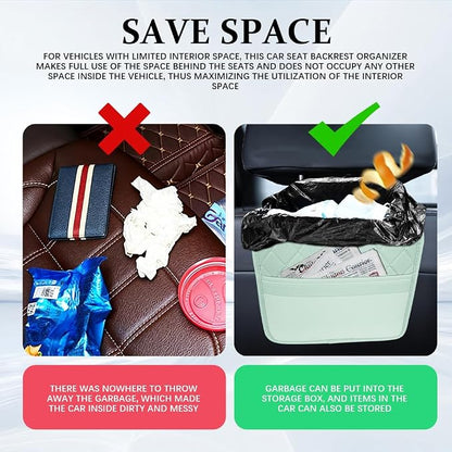 Car Seat Back Organizer, Car Organizers and Storage, Leather Multipurpose Vehicle Backseat Storage Pocket, Auto Interior Accessories Waterproof Hanging Bag for SUV Sedan Truck (Green)