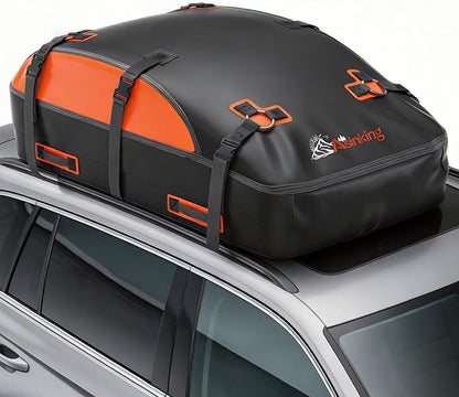 Asinking Car Rooftop Cargo Carrier Bag, 100% Waterproof Non-Rip 20 Cubic Feet Car Roof Bag for All Vehicles with/Without Rack, Includes Non-Slip Mat, Luggage Lock, 4 Door Hooks, Storage Bag