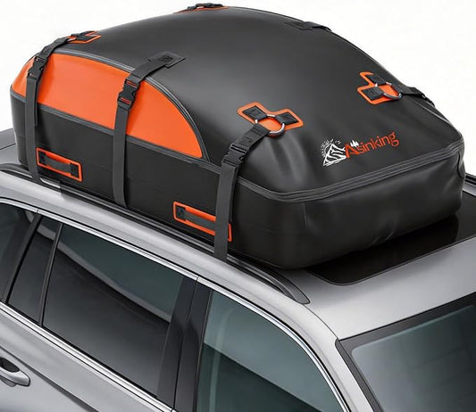 Asinking Car Rooftop Cargo Carrier Bag, 100% Waterproof Non-Rip 20 Cubic Feet Car Roof Bag for All Vehicles with/Without Rack, Includes Non-Slip Mat, Luggage Lock, 4 Door Hooks, Storage Bag