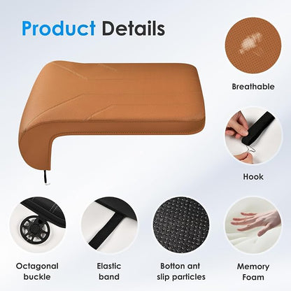 FLORICH Car Seat Extender Leg Extender Support Cushion for Driver Seats Office Chair, Leather Carseat Leg Support for Long Drivers Universal Car Seat Cushion Legs Rest Pads-Beige Brown