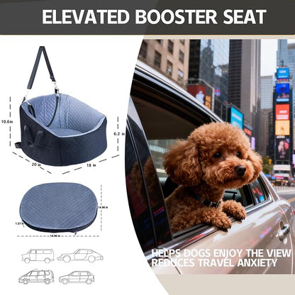 TOPOmericeDog Car Seat for Small Dogs up to 30 lbs, Pet Booster Seat with Adjustable Harness & Non-Slip Base, Cozy Dog Car Bed for Travel, Removable Machine Washable Cover for Cars, Trucks & SUVs