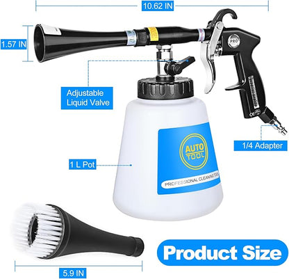 Car Cleaning Gun Kit Detailing Interior Dry Air Blow Gun with 2 Nozzle High Pressure Blower Cleaning Tool Kit for Car Surfaces Quickly Blasts Dust, Works with Air Compressor