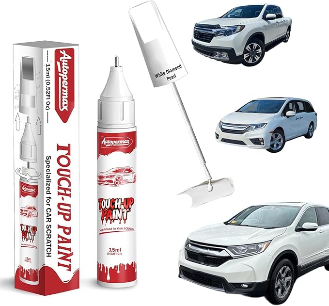 NH-603P White Diamond Pearl Car Touch Up Paint for Honda, Color Accurate Two-In-One Car Paint Scratch Repair Pen, Professional Scratch Remover for Vehicles Chips and Nicks Scuff
