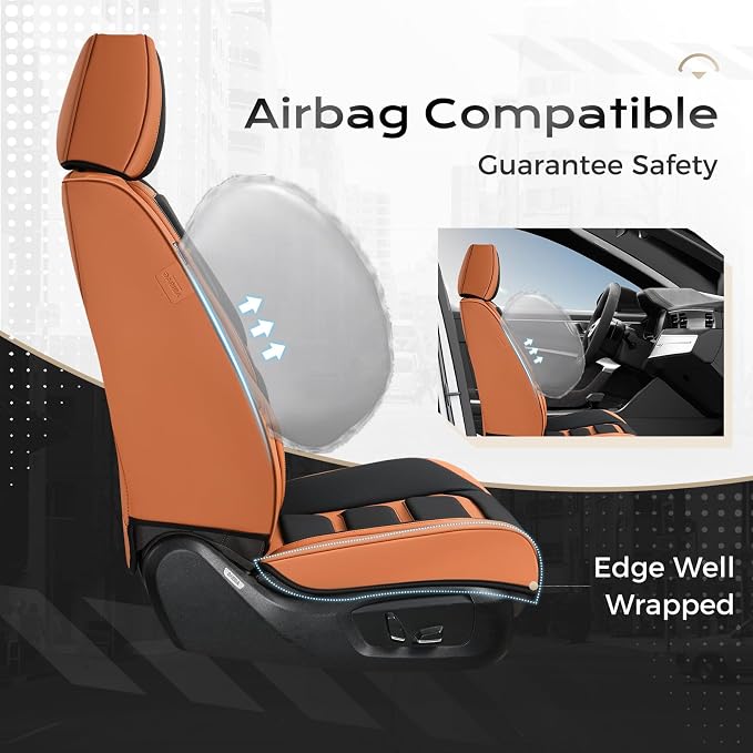 Coverado Car Seat Covers Full Set, Seat Covers for Cars, Front Seat Covers and Back Seat Cover Waterproof Leather Automotive Seat Cover, Universal Car Interior Protectors Cushion for Most Cars