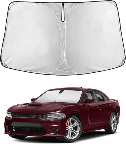 EcoNour Windshield Sunshade Compatible for Dodge Charger 2011-2021 2022 2023, Sun Visor for Front Windshield & Window Sun Shade Cover, UV Heat Blocker & Protector, Car Accessories