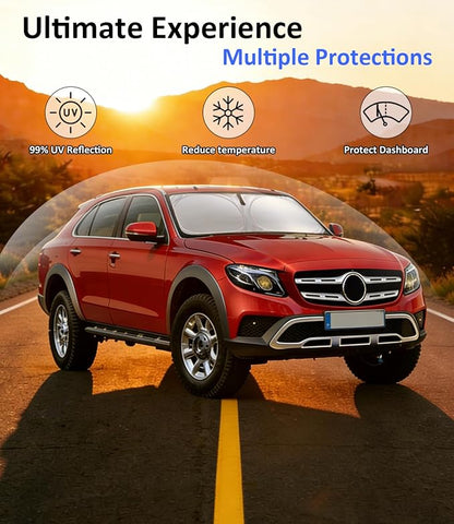 Windshield Sun Shade for 2010-2016 Mercedes-Benz E-Class | Car Front Window Sun Visor Protector & Heat Shield | 240T Sunshade Protection Blocks UV Rays Keep Your Car Cooler