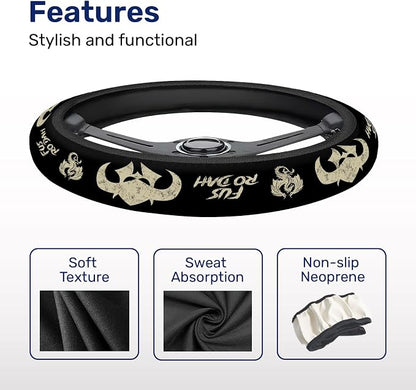 GENANY Retro Game Steering Wheel Cover, Non Slip Polyester Car Wheel Protector for Car SUV Truck, Universal 15 Inch