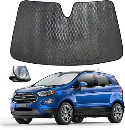 Car Windshield Sun Shade for Ford EcoSport 2018-2022 Front Window Sunshade Sun Visor Protection Cover Accessories -5-Layer Bubble Foldable Thicken Blocks Heat & UV Rays Keep Car Cooler