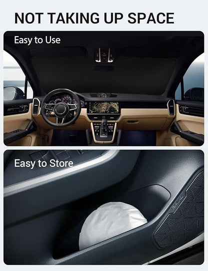 Proadsy 2026 Upgrade Windshield Sun Shade Custom Fit 2019–2025 2026 Porsche Cayenne Foldable Front Sunshade Protector Sun Visor Blocks UV Rays Keep Car Cooler