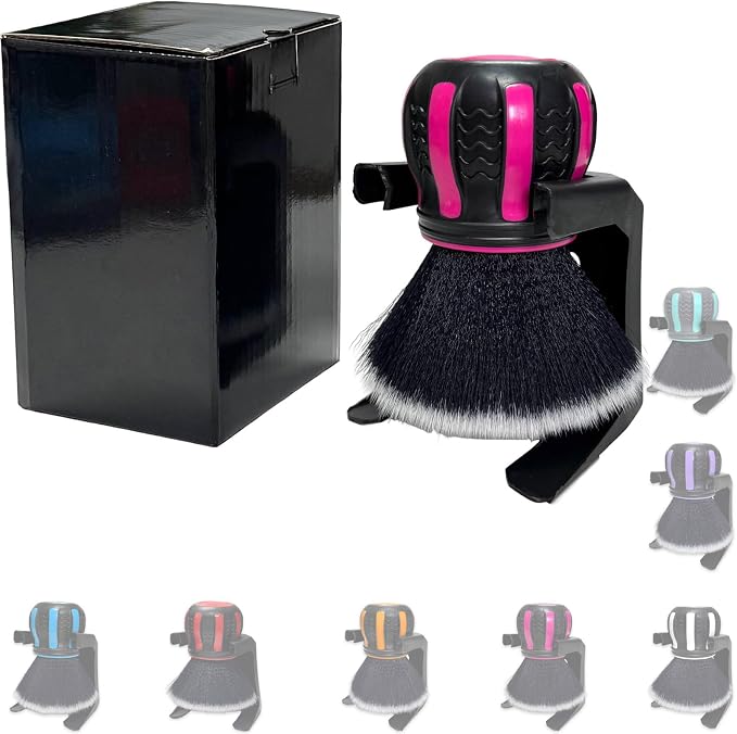 Ultra Soft Detailing Brush, Handle XL Brush - Ultra Soft Bristles, Multi-Color Handles, Removable Brush Heads, with Storage Rack, Covers Large Area Inside or Outside Vehicles(Pink)