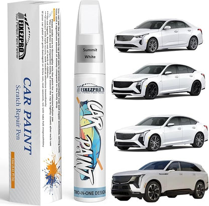 Summit White(GAZ/WA8624) Touch Up Paint for Cadillac, Exact Color Match Car Paint Scratch Repair Remover Pen Kit Fix Vehicle Chips and Automotive Nicks Scuff