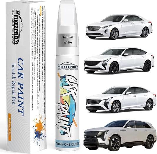 Summit White(GAZ/WA8624) Touch Up Paint for Cadillac, Exact Color Match Car Paint Scratch Repair Remover Pen Kit Fix Vehicle Chips and Automotive Nicks Scuff