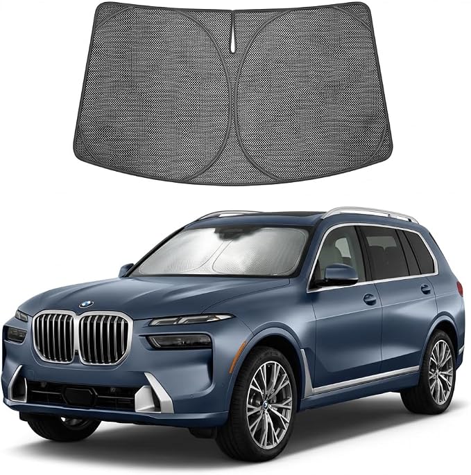 Proadsy Windshield Sun Shade Custom Fit BMW X7 2019-2026 Ice Crystal Black Front Window Sunshade UV and Heat Blocker Foldable Visor Keeps Car Cooler for Summer Parking and Daily Use