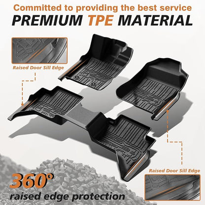 TripleAliners Truck Mat Compatible with 2024-2026 Ford Ranger SuperCrew Accessories, Floor Mats Heavy Duty Custom Fit All Weather Protection TPE Pickup Liner