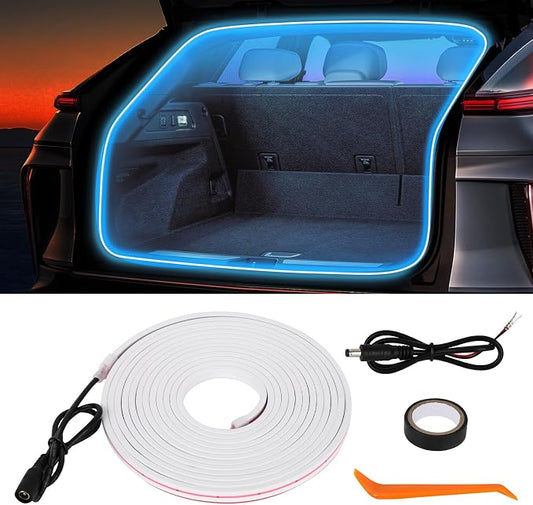 HOLDCY Car LED Strip Lights - Trunk Cargo Ambient Lighting, Ice Blue 7000K, 118.11 inches Flexible Cuttable LED Light Strip, Easy Install, Waterproof, Universal Fit for Car Trunks, SUVs, and Vans