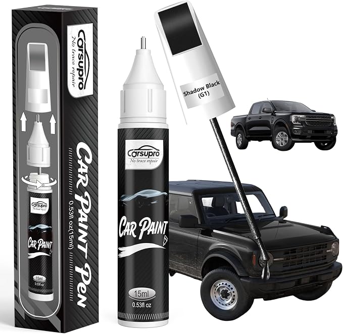 Shadow Black(G1) for Ford Touch Up Paint Pen, 2 in 1 Car Scratch Remover with Pen Tip and Brush, Precise Color Match for Car Paint Scratch Repair, Quickly and Easily Fix Chips and Nicks