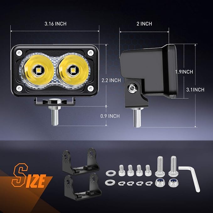 Nilight 2PCS 3Inch Motorcycle Led Pods 1300LM Built-in EMC Driving Light Super Spotlight Offroad Fog Auxiliary Lamp for Motorbike SUV ATV Truck Boat Tractor Forklift