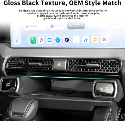 for Toyota RAV4 2026 Accessories Interior Center Console Air Conditioner Switch Button Cover Trim Central Central Air Conditioning Cover Decoration - Glossy Black
