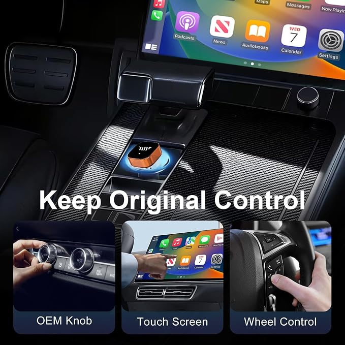 Wireless CarPlay Adapter for Apple iPhone & Android Auto, 2-in-1 Mini CarPlay Adapter Convert Wired to Wireless Dongle, Plug & Play, No Delay, BT 5.4, 2.4G/5G WiFi