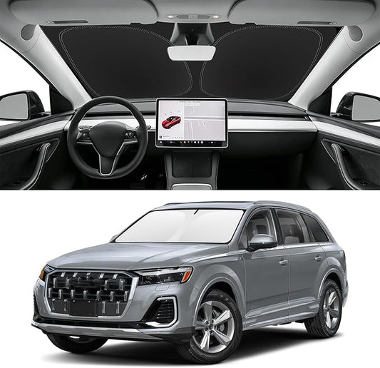 Custom Fit Windshield Sun Shade for Audi Q7 2017-2026, Blocks UV & Heat, Front Window Sunshade Accessorie, Easy Fold & Store Keep Your Car Cooler
