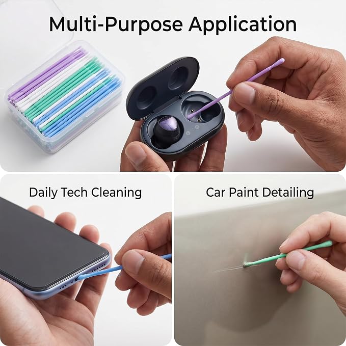 200 Pcs Automotive Touch Up Paint Brushes,Disposable Micro Paint Chip Repair Applicators for Automotive Paint Detailing, Stone Chips,Scratches(1.0, 1.3, 1.8, 2.5MM, Multi)