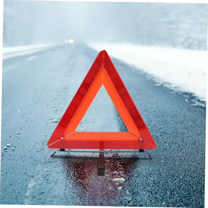 ULTECHNOVO Car Essentials Road Safety Warning Sign Reflective Triangle Sturdy Plastic Quick Use Folding Roadside Triangle