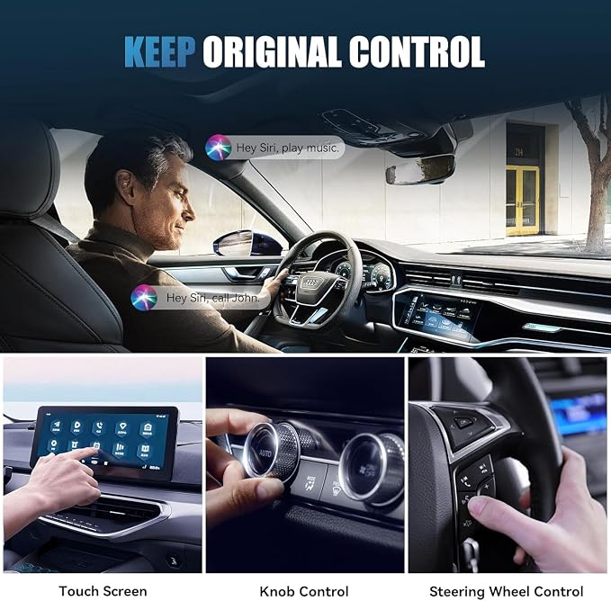 Wireless CarPlay Adapter for iPhone, Convert Factory Wired to Wireless in Seconds, Plug & Play with OEM 2015+ Systems, Siri Control & Auto-Connect (iOS 10+ Android 11 Compatible)