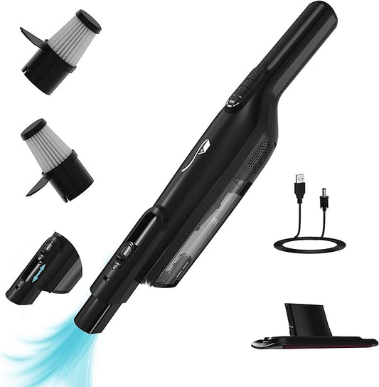 Cordless Handheld Vacuum, Lightweight Portable Hand Vacuum Cleaner with LED Light,Rechargeable Hand Held Vacuum with One-Touch Empty, Powerful Suction for Office, Home,Car, Inky