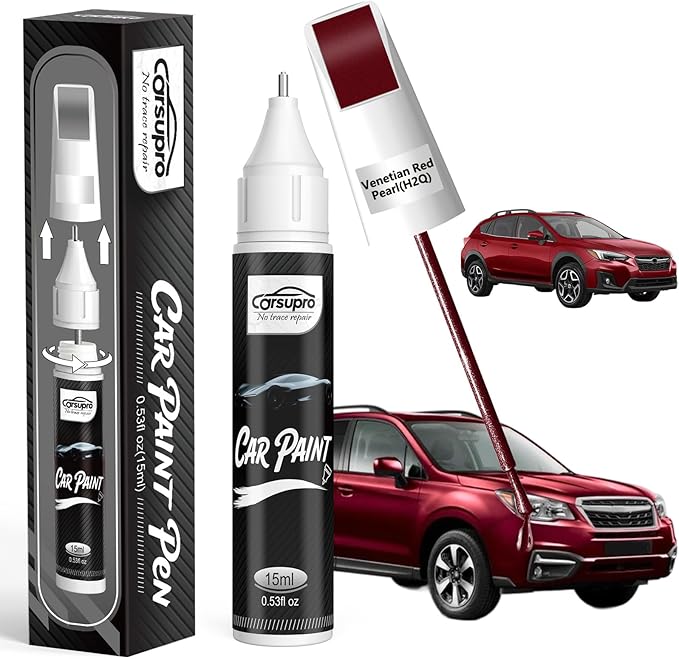 Venetian Red Pearl(H2Q) for Subaru Touch Up Paint Pen, 2 in 1 Car Scratch Remover with Pen Tip and Brush, Precise Color Match for Car Paint Scratch Repair, Quickly and Easily Fix Chips and Nicks