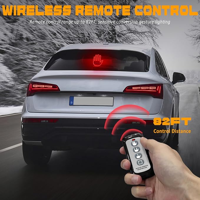 DIBMS Hand Gesture Light with Remote, Red LED Finger Funny Window Sign Light Accessories for Car Truck (Red)