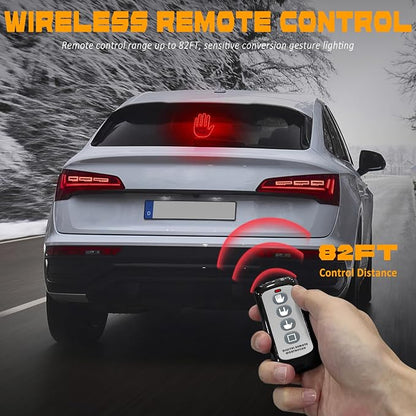 DIBMS Hand Gesture Light with Remote, Red LED Finger Funny Window Sign Light Accessories for Car Truck (Red)